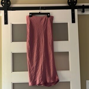 Women's blush Rose Midi Slip Skirt silky satin S